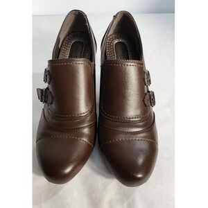Pierre Dumas Brown Heeled Booties Buckle Accent Comfort‎ Shoes